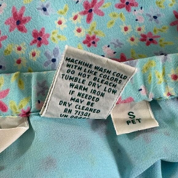 Ll Bean skirt womens Size Small Petite floral ruffle hem drawstring rayon spring - Picture 6 of 11